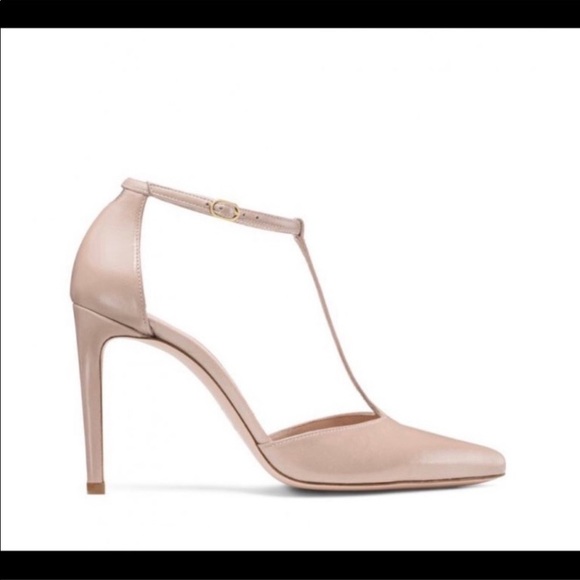 **SOLD** STUART WEITZMAN Amity T Strap Napa Leather Heels Size 7 - Picture 4 of 6